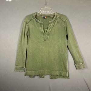 Pilcro Anthropologie Women's Notch-Neck Sweatshirt Size XXS Green Boho